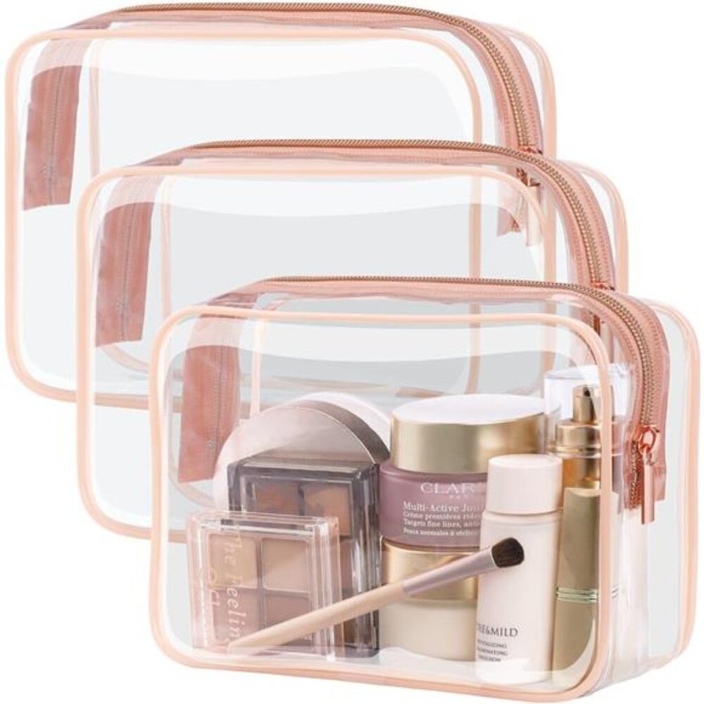 Toiletry Bag - Clear Makeup Bag Waterproof Quart Size Bag, Travel Cosmetic Bag